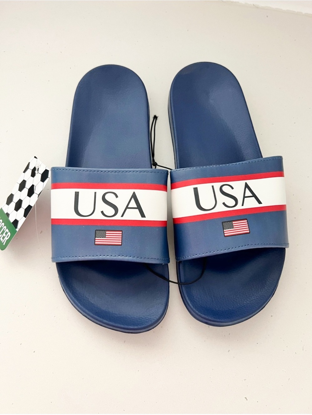 NWT Men’s USA Flag Slide Sandals | Size 9/10 | Patriotic Slip-On Shoes